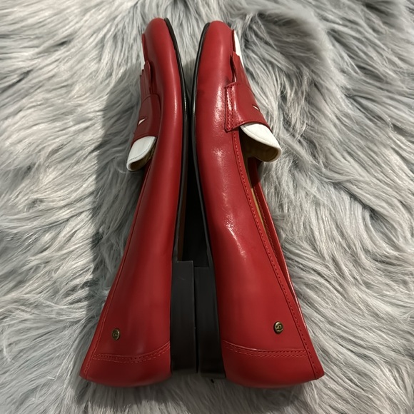 Vintage Etienne Aigner Leather Penny Loafers 7.5 Red White Carmina Bass Oxford - Picture 7 of 15